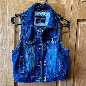 Vanity Jeans Blue Denim Vest Sz M
